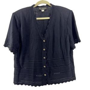 St. John Collection by Marie Gray  Black Cardigan Sweater Womens 14
